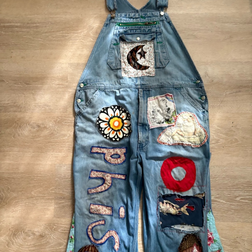 Phish Upcycled Patchwork Hippie Overalls - Picture 5 of 15